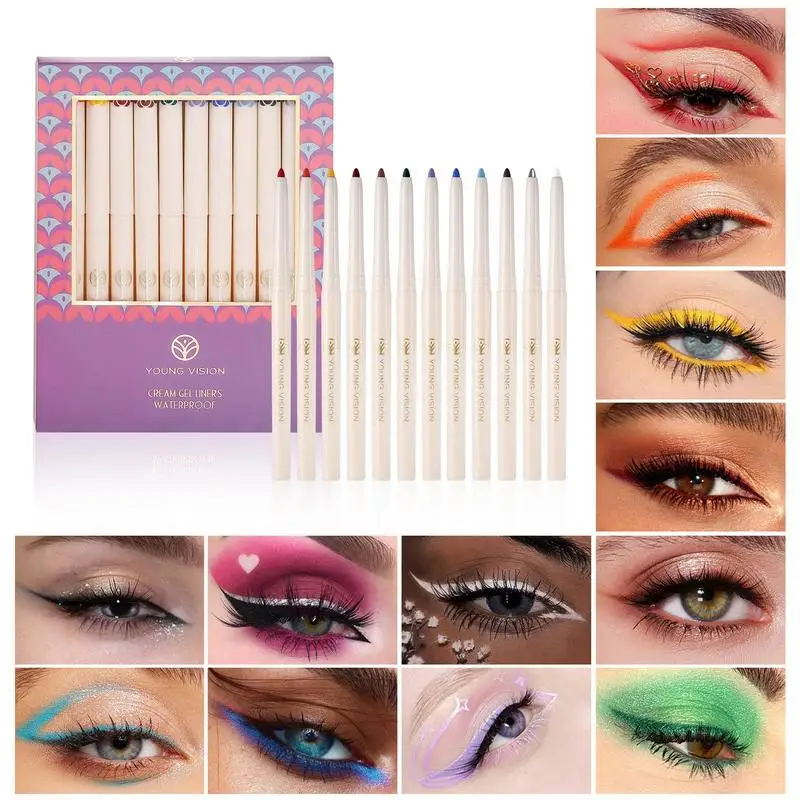 

Eyeliner Pencil Long-lasting Colorful Eye Liner Pencil Set Waterproof Eyes Liner Gel Pen Makeup Cosmetics For Women Girls