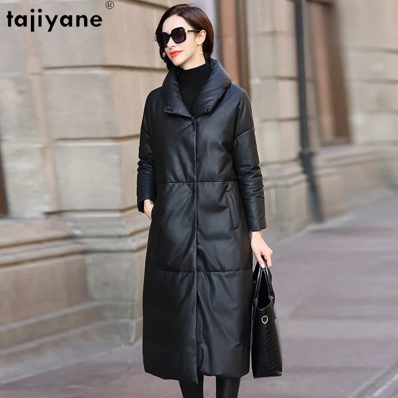 Женский пуховик из натуральной кожи Tajiyane повседневное пальто на белом утином