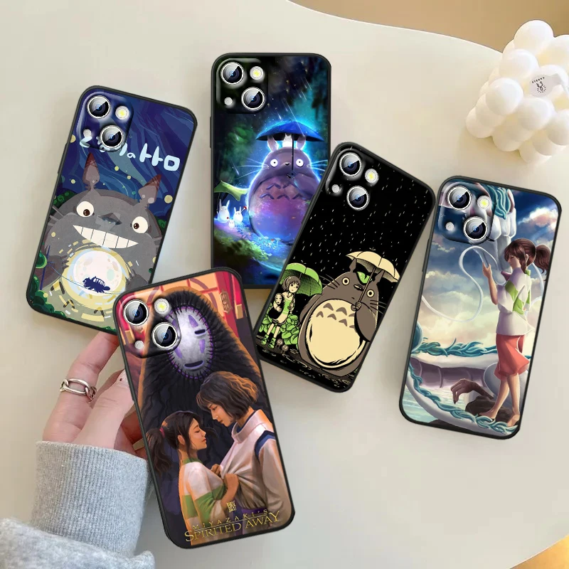 

Spirited Away No Face Man For iPhone 14 13 12 11 Pro Max XS Max X XR 7 8 Plus 6S 5S Silicone Black Shell Phone Case