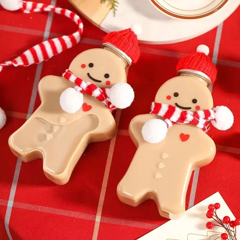 

Lovely Gingerbread Man Cup Portable Shaker Beverage Bottle Kitchen Milk Tea Bottle Personality Couple Christmas Bottle Gift
