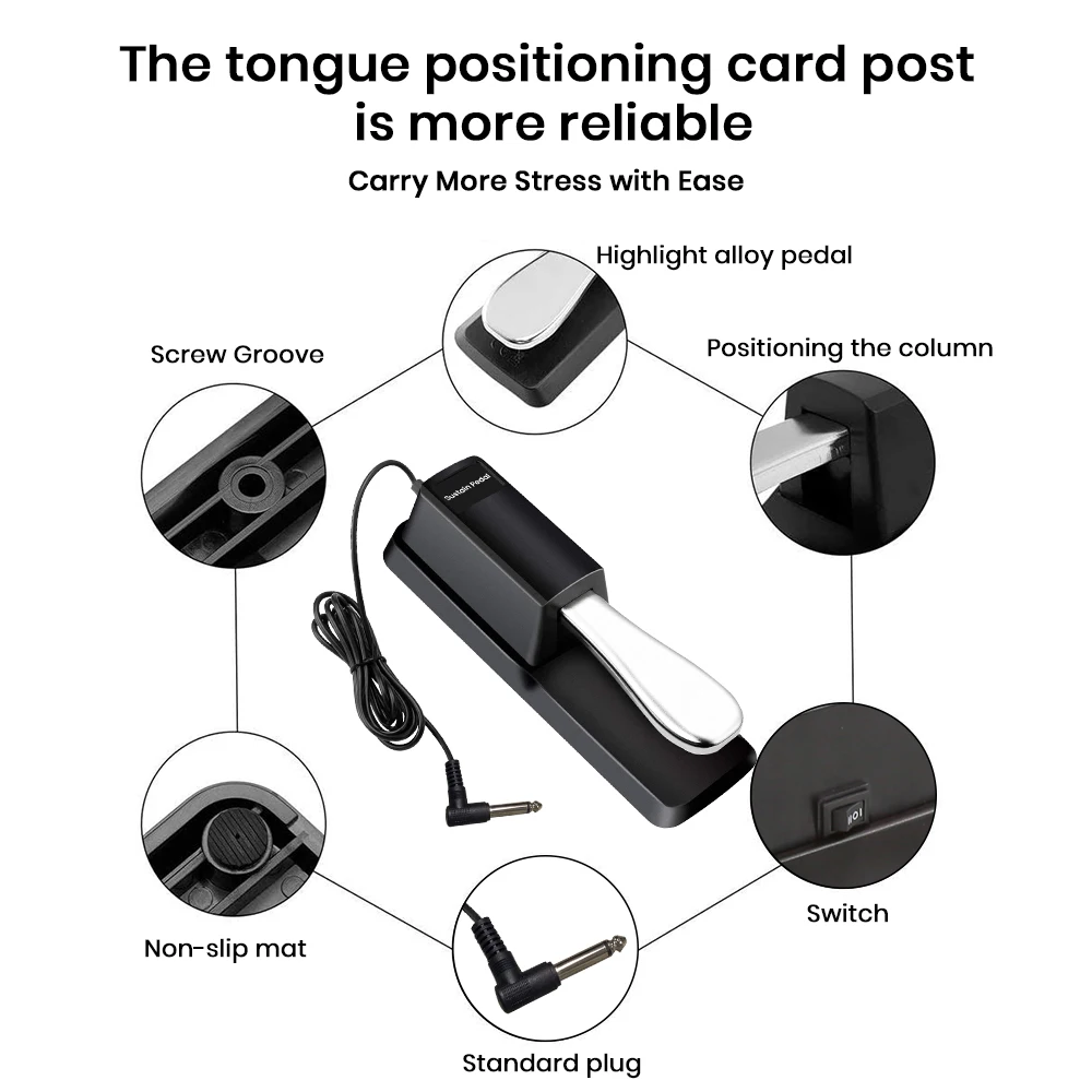 MeloAudio Universal Sustain Pedal with Polarity Switch Damper Pedal for Electric Piano Keyboard Electronic Organ Synthesizer GYH