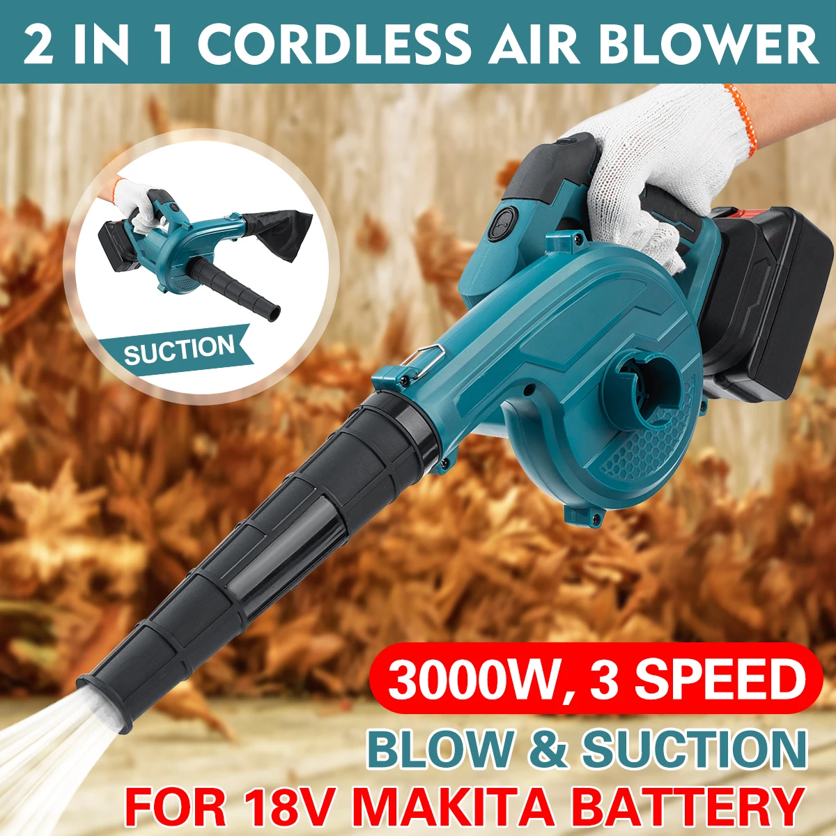 

3 Speed Garden Cordless Blower Vacuum Clean Air Blower for Dust Blowing Dust Computer Collector Hand Operat Power Tool