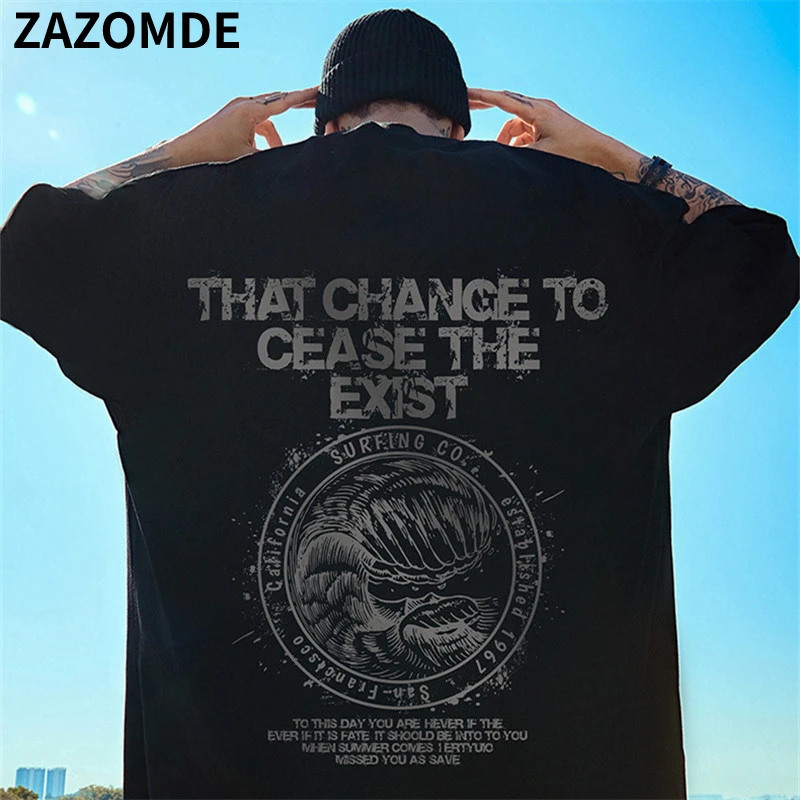 

ZAZOMDE Cotton Print Tshirts Men Japanese Harajuku Fashion T-shirt Male Casual Short Sleeve Tops 2023 Summer Loose Tee Shirt New