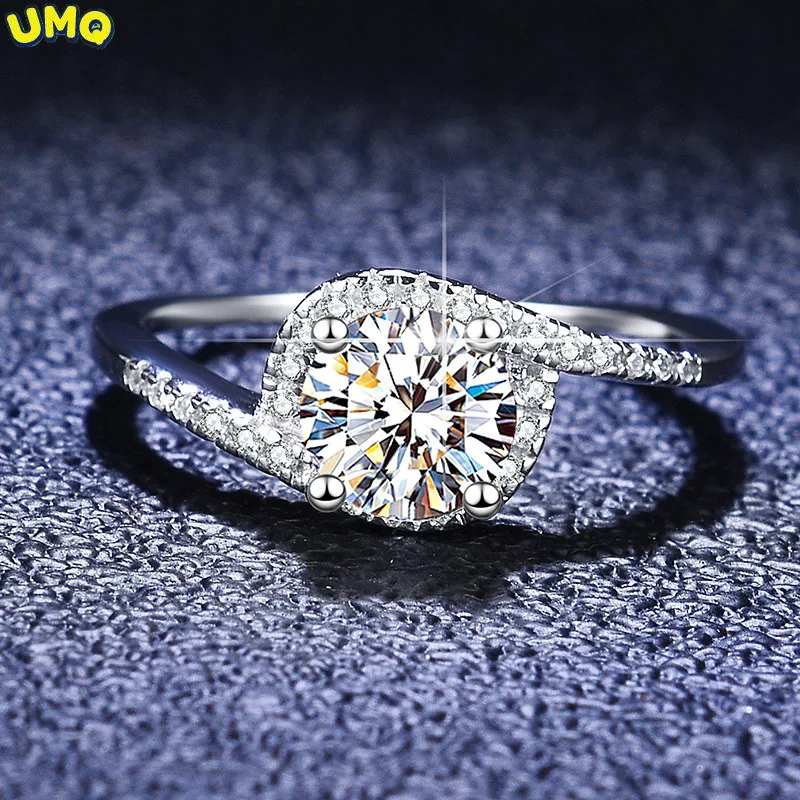 Round Diamond Engagement Rings 4 Prong Women 925 Sterling Silver 1 Ct Moissanite Diamond Halo Bridal Wedding Rings Fine Jewelry