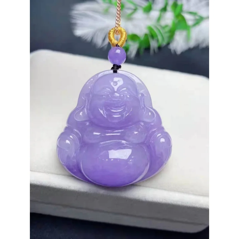 

Natural jade A HandCarved violet Buddha jadeite jade violet jade pendant jade necklace pendants jewelry necklaces women men