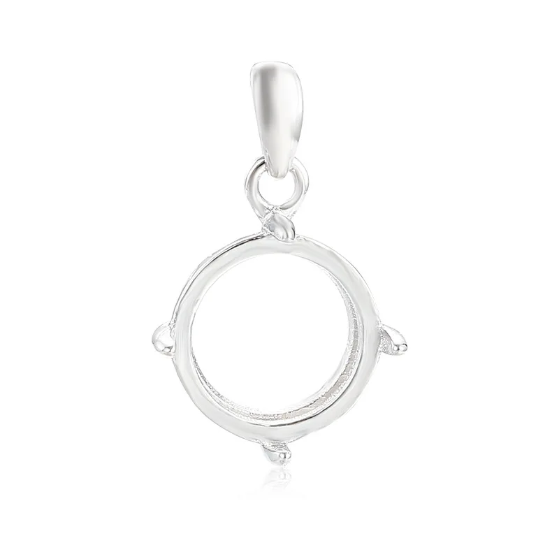 7mm-22mm S925 Sterling Silver Necklace Pendant Paw Base Blank Tray for Cabochon Cameo DIY Empty Tower Jewelry Making Accessories