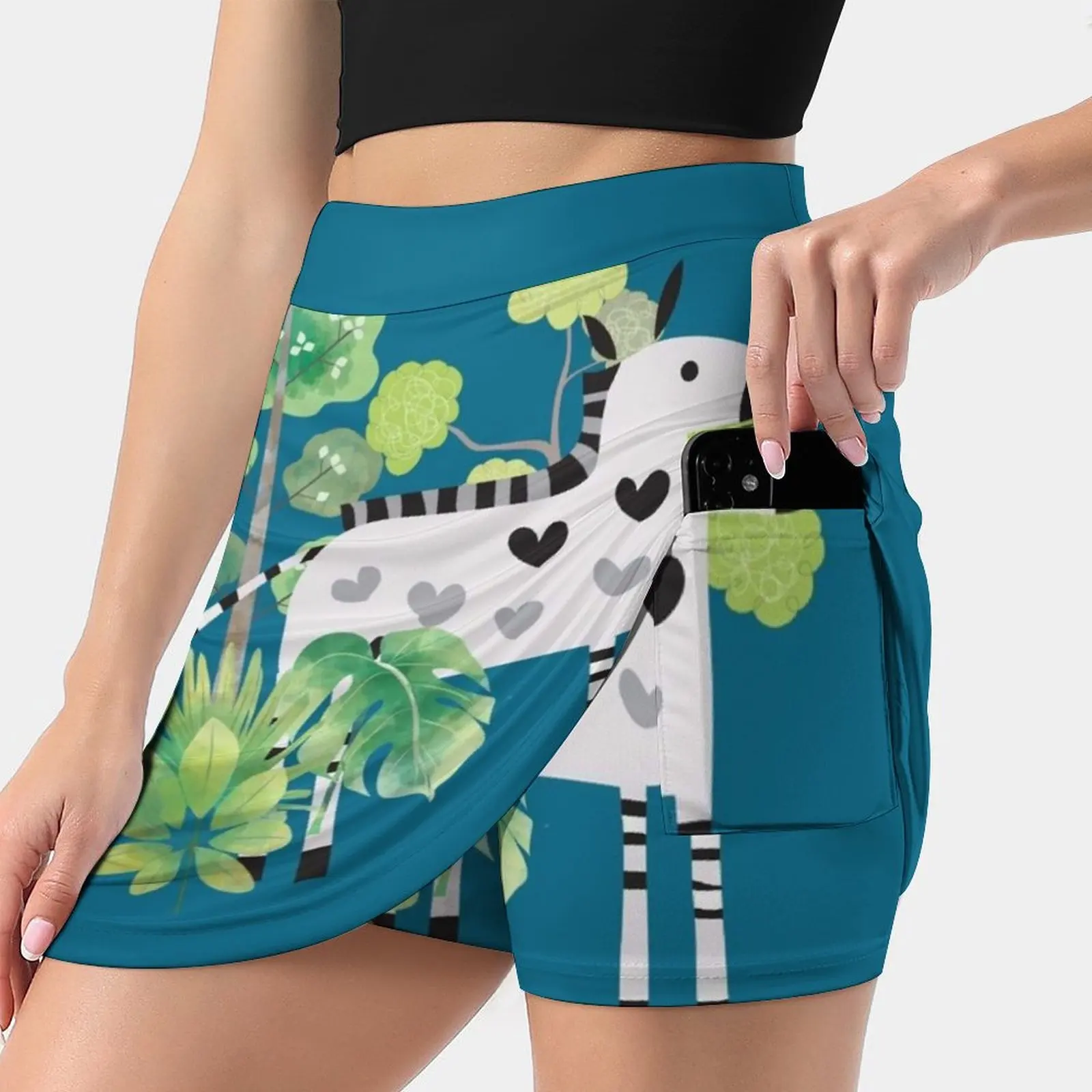 

Animals Cartoon Zebra In Jungle Women's skirt With Hide Pocket Tennis Skirt Golf Skirts Badminton Skirts Running skirts Animals