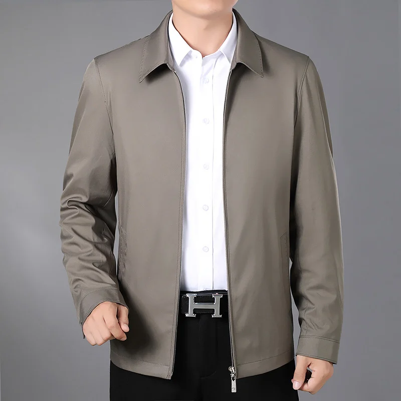 

Spring New Men Coat Autumn Middle-aged Loose Jackets Thin Section With Lapel Dad Wear Outerwear Male Business Casual Clothes