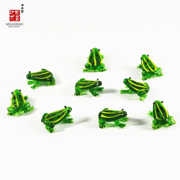1pc Glass Frog Figurines Miniature Vivid Animal Table Bonsai Fish Tank Decoration Ornament Craft Kids Toys Birthday Gifts
