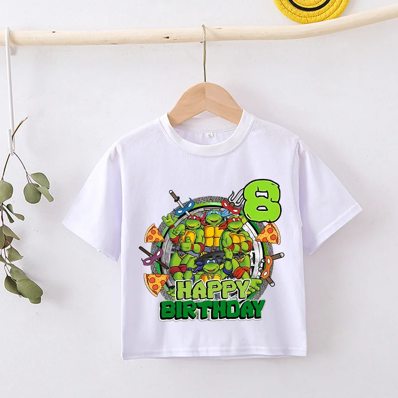Футболка Teenage Mutant Ninja Turtles для мальчиков, топы с героями мультфильмов и аниме, летняя модная повседневная футболка Kawaii, крутая футболка для маленьких детей, одежда с номерами, подарок (art.: 3920db3bda2e0) - 3920db3bda2e0