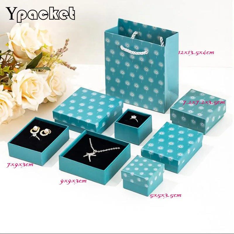 

Fashion Green Jewelry Organizer Box 5Size Engagement Ring For Earrings Necklace Bracelet Pendant Display Gift Box Handle Bags