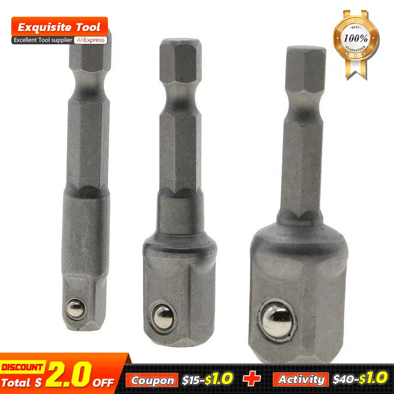 

3 шт./компл. 1/4 "3/8" 1/2 "шестигранный Мощность сверло торцевой гаечный ключ бар ключ, дюймовый стандарт гайка расширение гаечный ключ-адаптер дл...