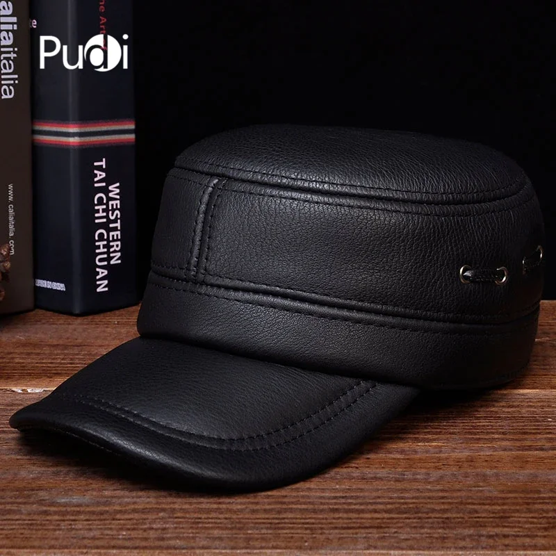 PUDI Мужская бейсболка из натуральной кожи новый мужской весенне-зимний теплый