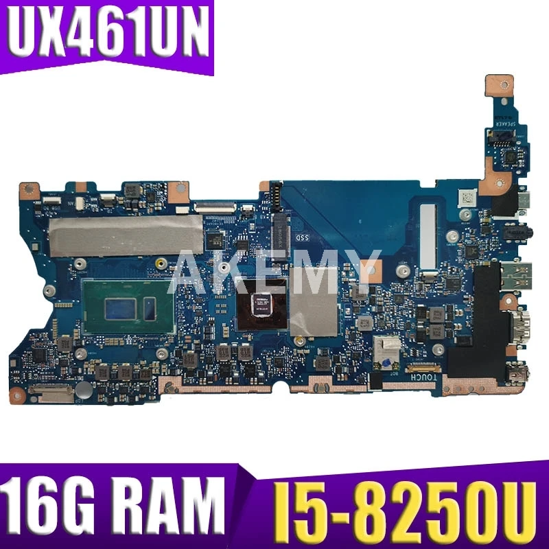 

Материнская плата Akemy UX461UN, процессор I5-8250, 16 ГБ ОЗУ, системная плата REV2.1 для ASUS UX461UN UX461 UX461U, тест материнской платы ОК