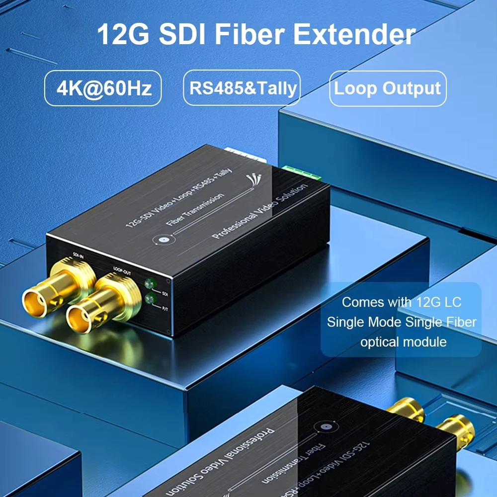 Оптоволоконный преобразователь 12G-SDI Удлинитель видеоволокна с циклическим