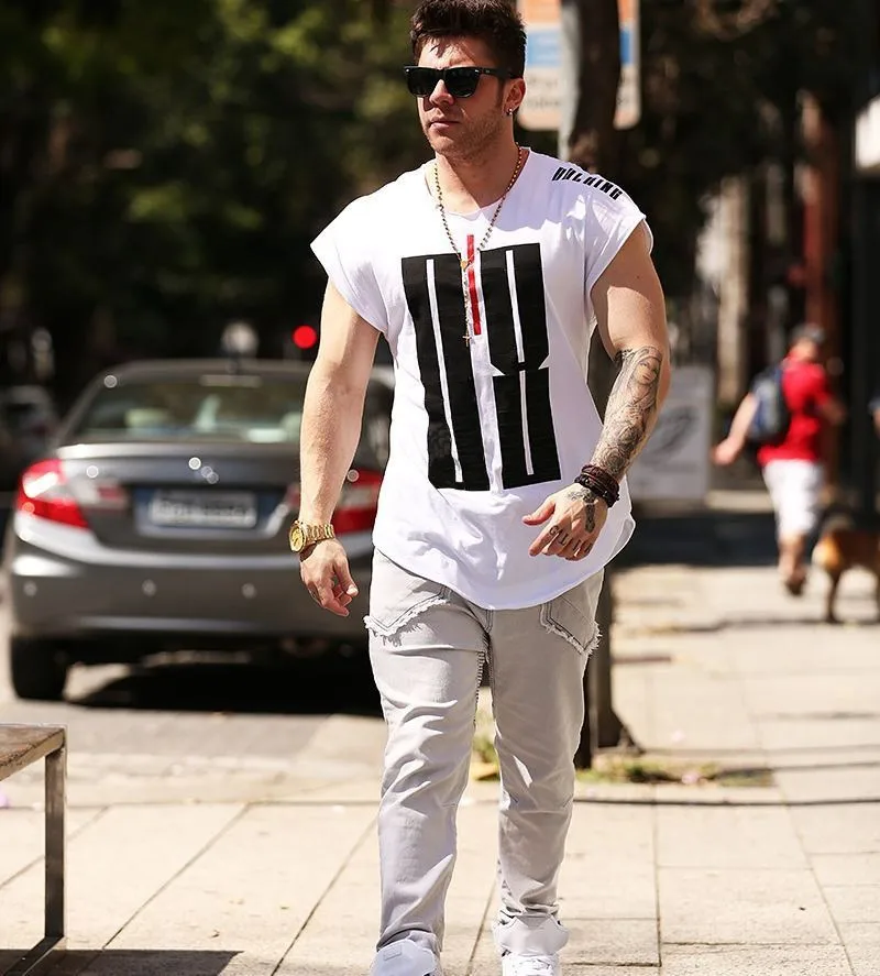 Футболка мужская с принтом хлопок повседневная спортивная одежда Модный свитшот