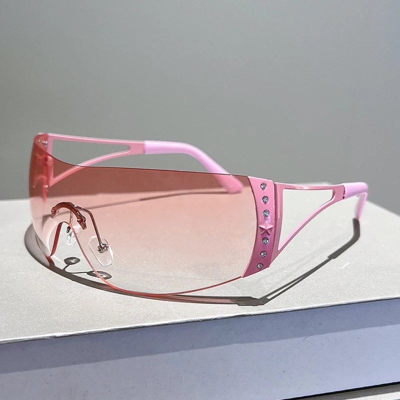 

KAMMPT New in Y2k Sunglasses Fashion One-pieces Rimless Gradient Men Goggle Eyewear Brand Design Women UV400 Shades Sun Glasses