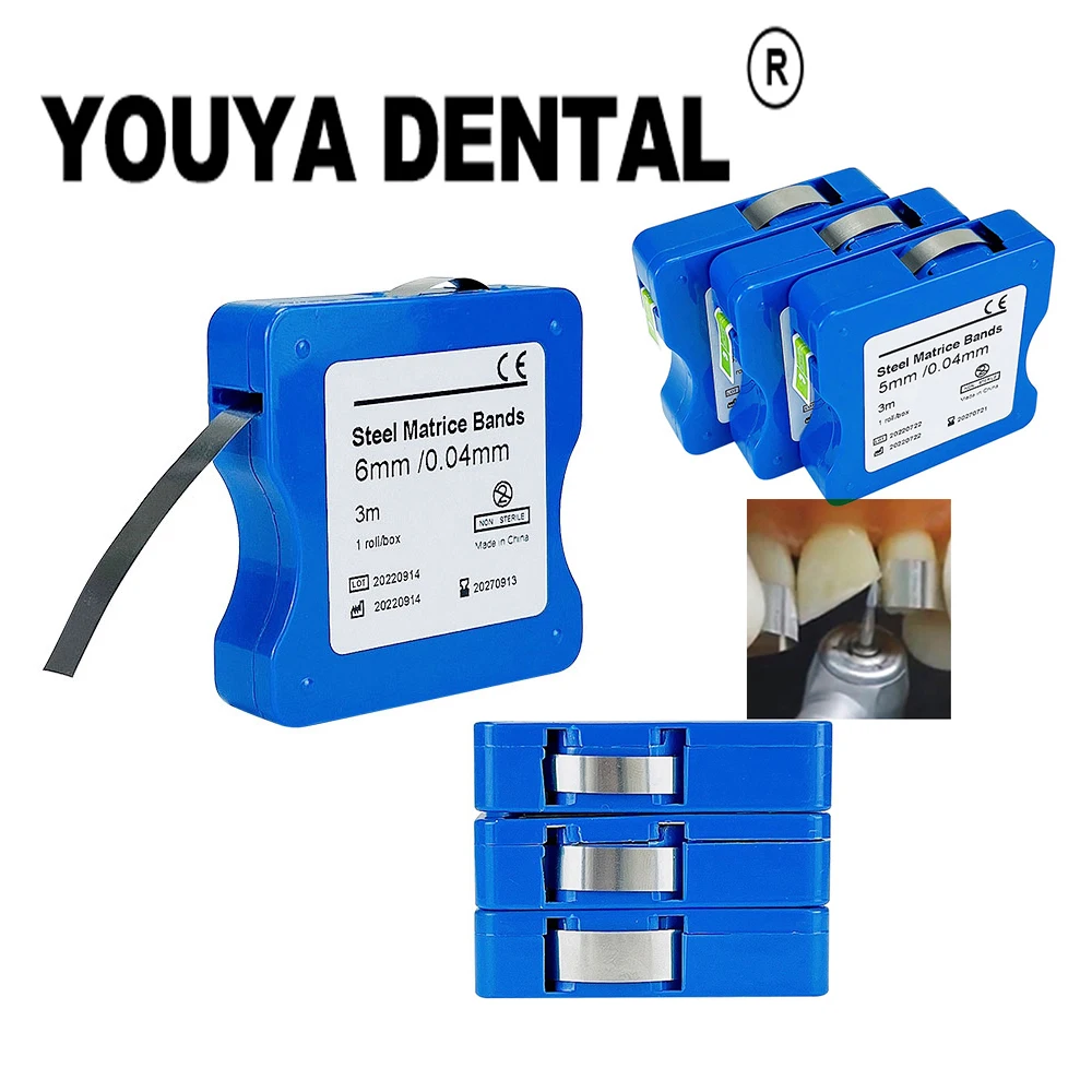 

1 Roll Dental Stainless Steel Film Restoration Light Cured Resin Clear Matrix Bands 5mm/6mm/7mm Width Matrix Strips