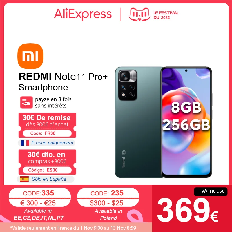 Najtaniej Wersja Globalna Xiaomi Redmi Note 11 Pro + 5G Plus Smartphone Dimensity 920 128GB/256GB 120W HyperCharge 108MP 120Hz Dźwięk JBL