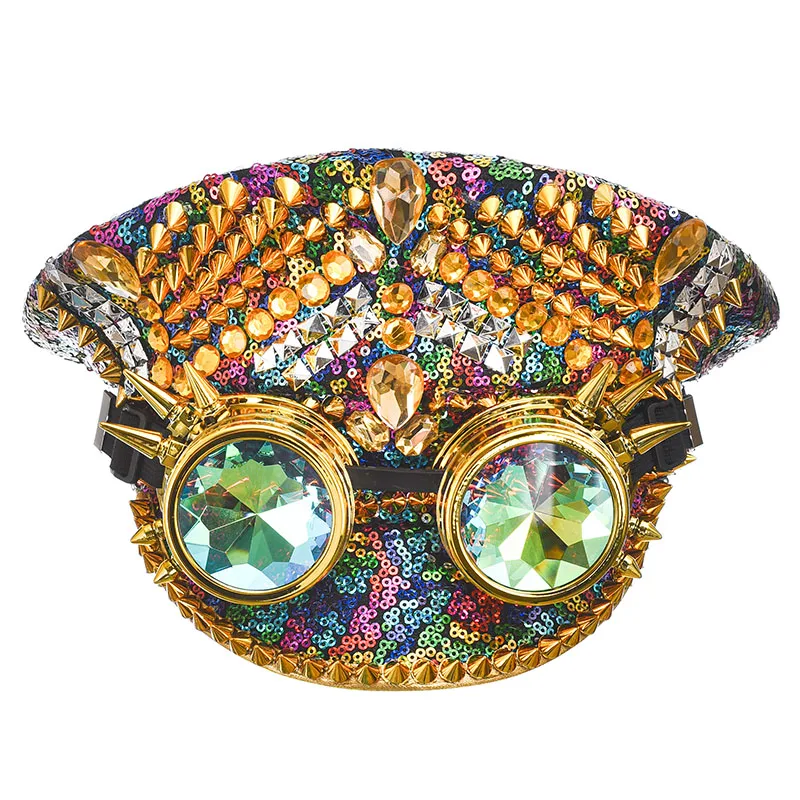 Роскошная армейская шляпа в стиле стимпанк с блестками и бриллиантами для