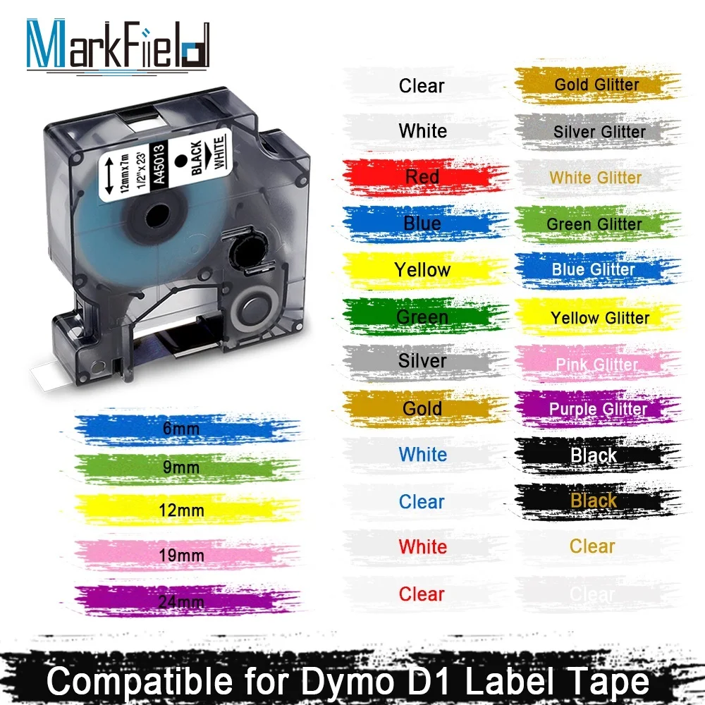 

Compatible for Dymo 45013 6-24mm Label Tape 12mm 45010 40910 40913 43613 43610 for Dymo Label Manager Refill LM280 LabelMaker