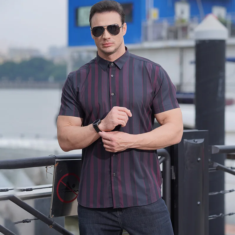 High Quality Shirts for Men Clothing Camisa Masculina Blusas Ropa Camisas De Hombre Chemise Homme Striped Large Size Blouses