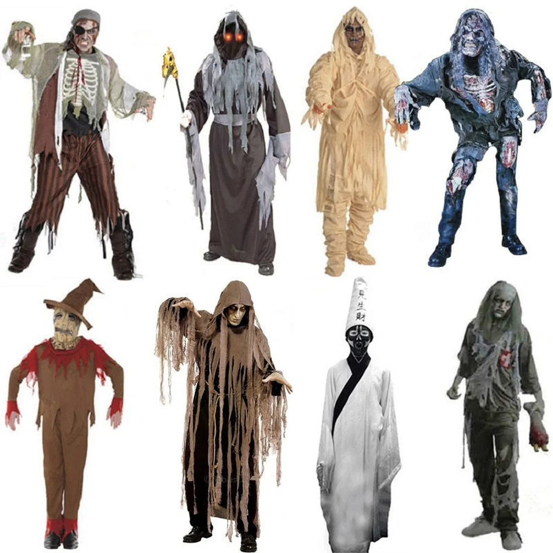 

Horror Halloween Costume Zombie Death Ghost Scarecrow Mummy Frighten Masquerade Party Cosplay Toys Scary Stage Prop