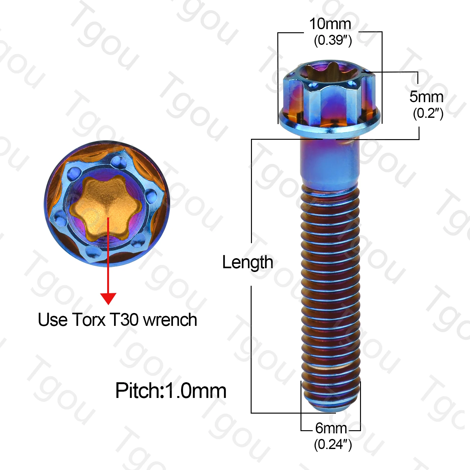 Титановый болт Tgou M6x15/20/30 мм фланец Torx T30 винт с головкой для модификации мотоцикла