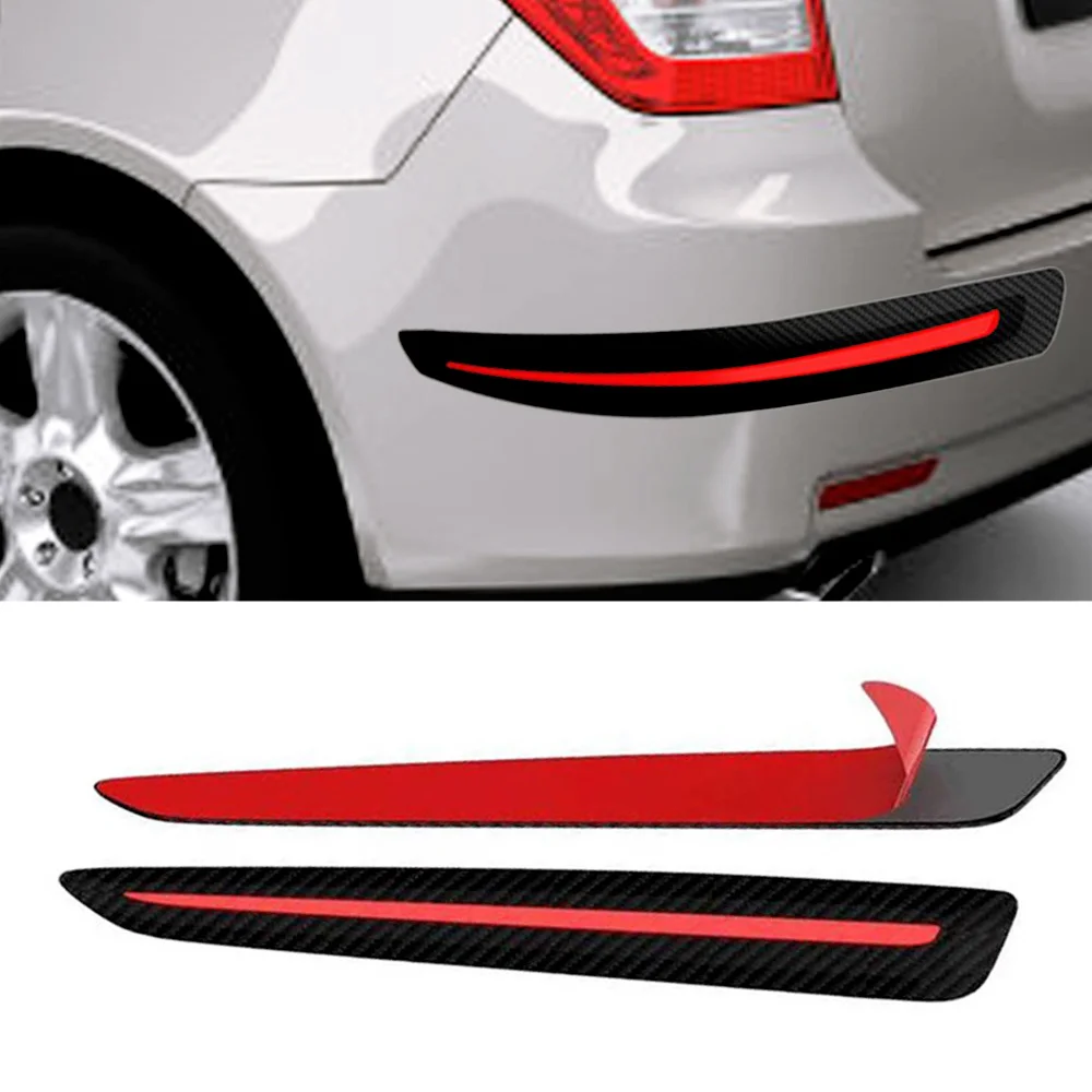 

2Pcs Car Carbon Fiber Styling Mouldings Auto Protection Front Rear Decor Strip Bumper Edge Corner Guards Anti-scratch Stickers