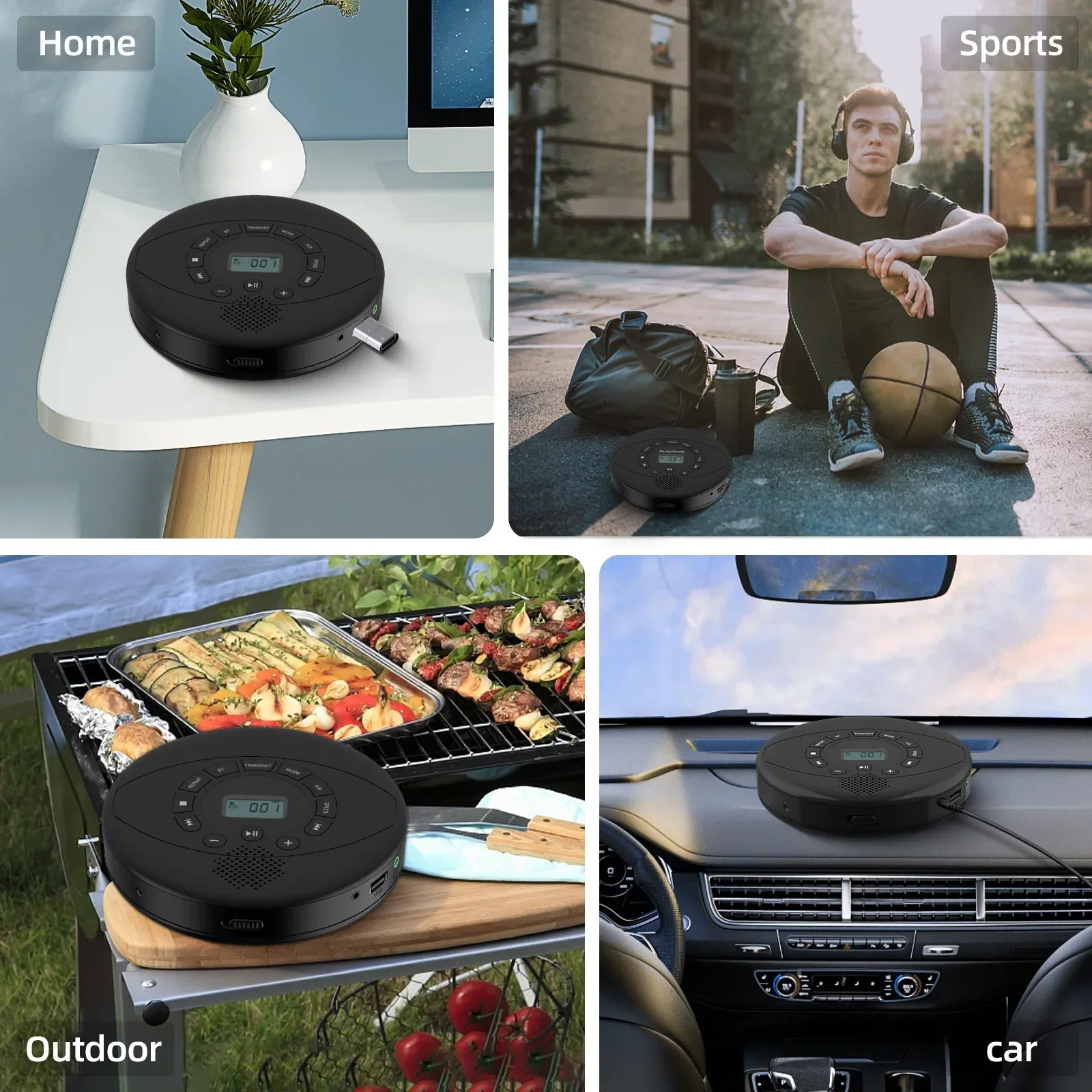 Цифровой CD-плеер HY с Bluetooth, портативный проигрыватель CDDiscman со встроенными динамиками, перезаряжаемый музыкальный проигрыватель с портами USBAUXдля наушников (art.: 3920dbc4a2dcc) - 3920dbc4a2dcc