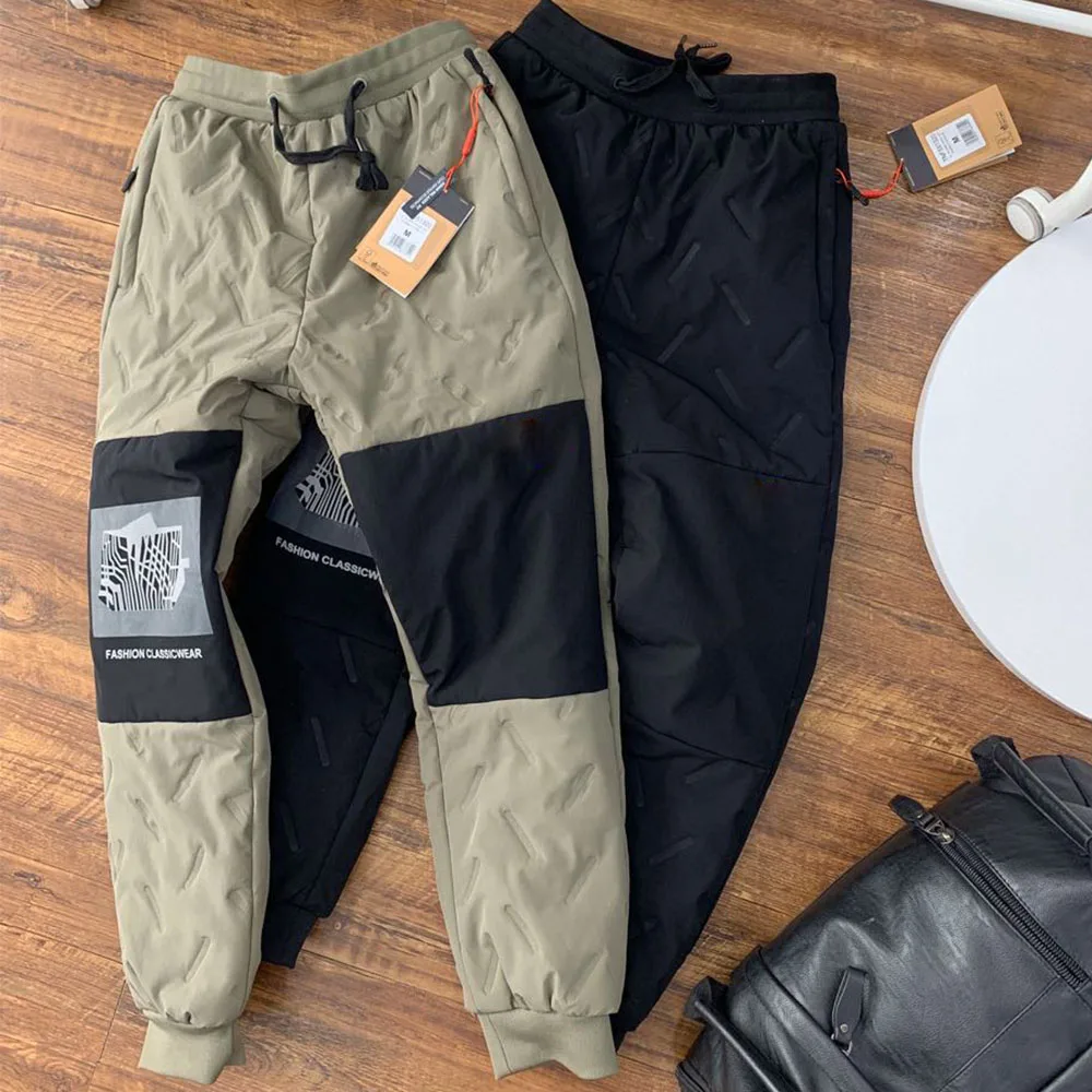 

America Brand Face Splicing lightweight assault trousers waterproof windproof breathable plus velvet padded outdoor down pants