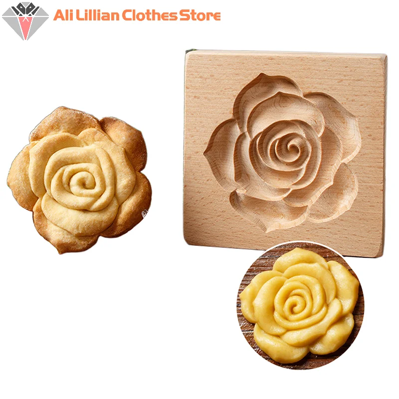 Набор Деревянных Формочек Для Печенья С Цветочными Розами И Рельефными Узорами