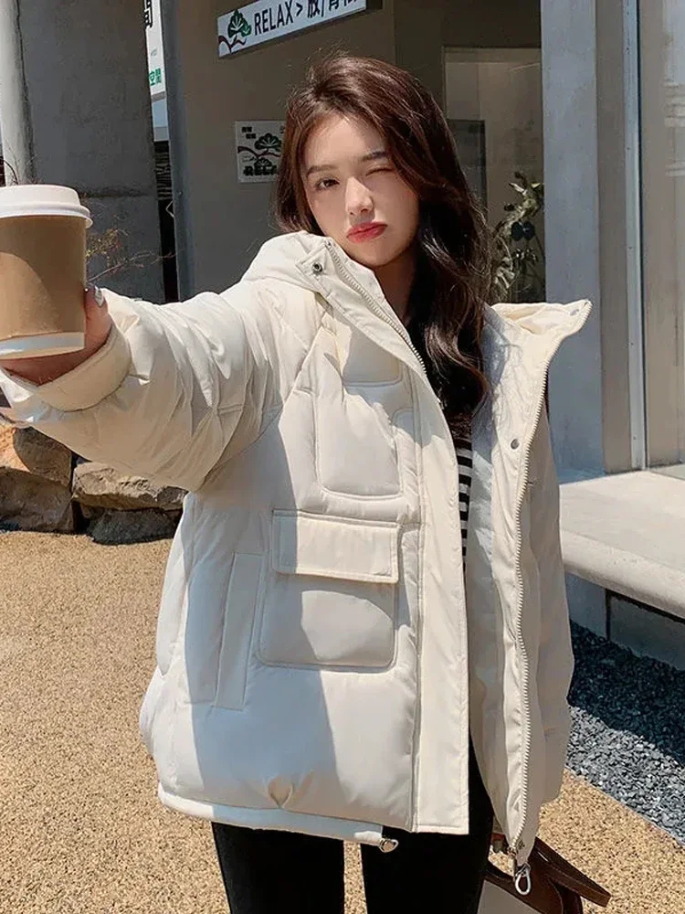 

Зимняя куртка, пальто, толстая пуховая парка с хлопковой подкладкой, короткое пальто, женская Повседневная парка с капюшоном, женская теплая