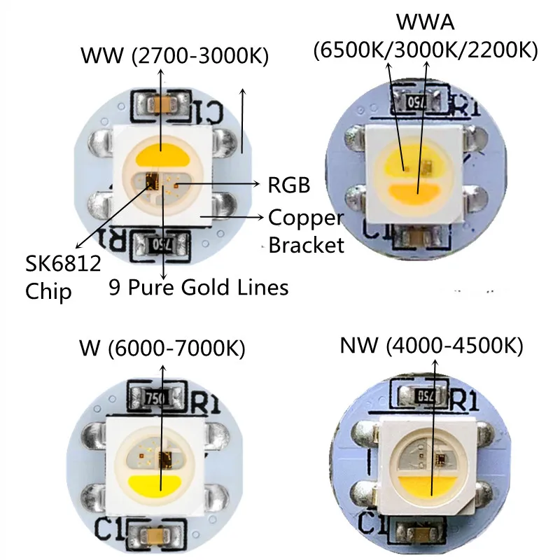 WS2812B светодиодный чип с теплоотводящей платой 5050 SMD RGB адрессветодиодный