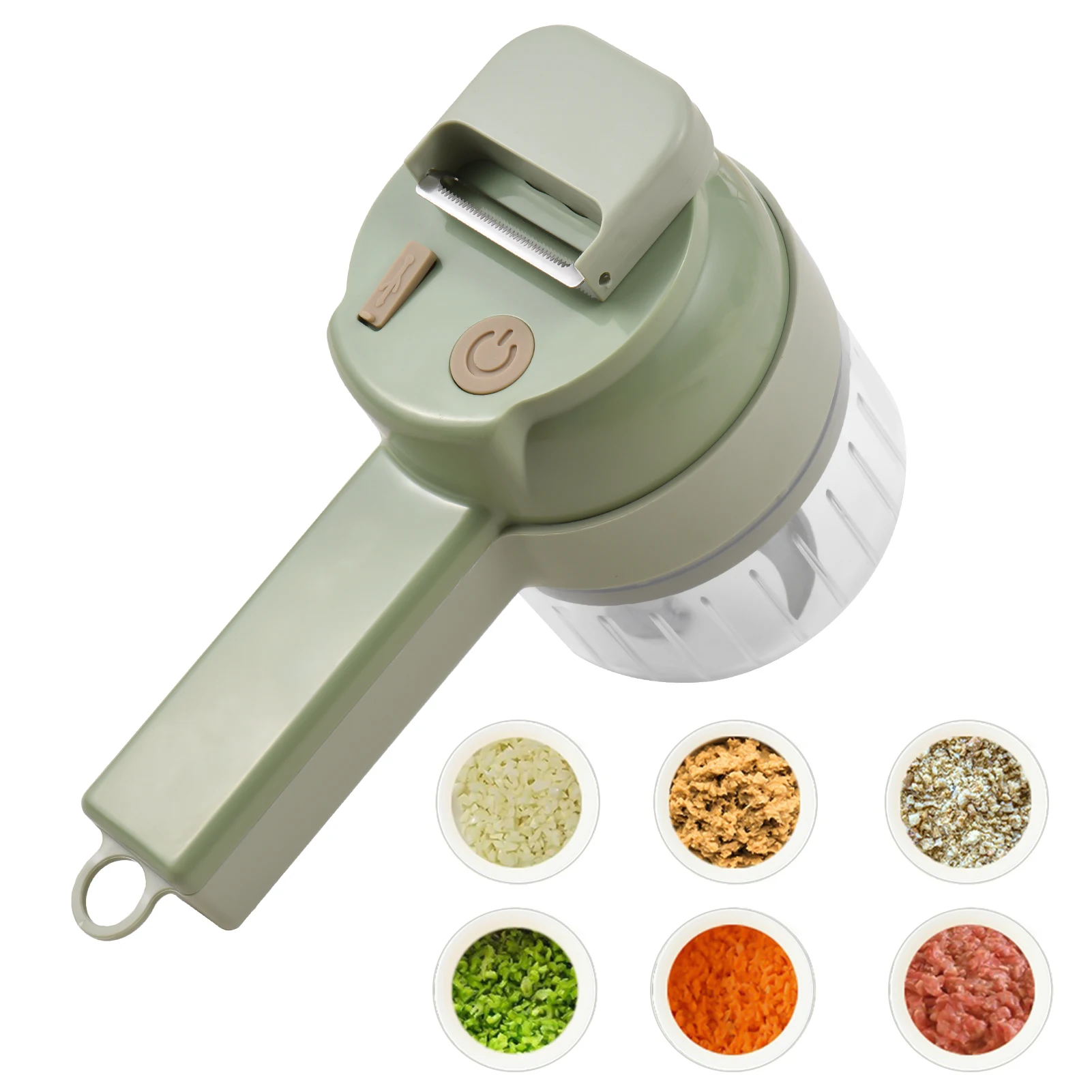 

4 in 1 Handheld Electric Vegetable Cutter Set Gatling Vegetable Cutter Mini Wireless Garlic Mud Masher Electric Meat Mincer