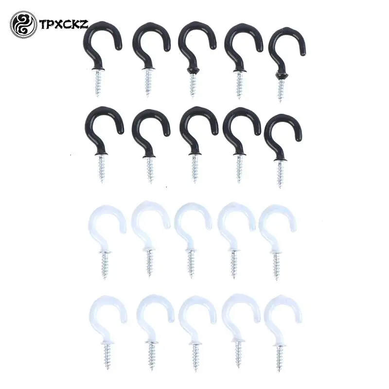 10pcs White Mug Shouldered Hanger Cup Hooks Heavy Duty Screw-In Ceiling Hooks Cup