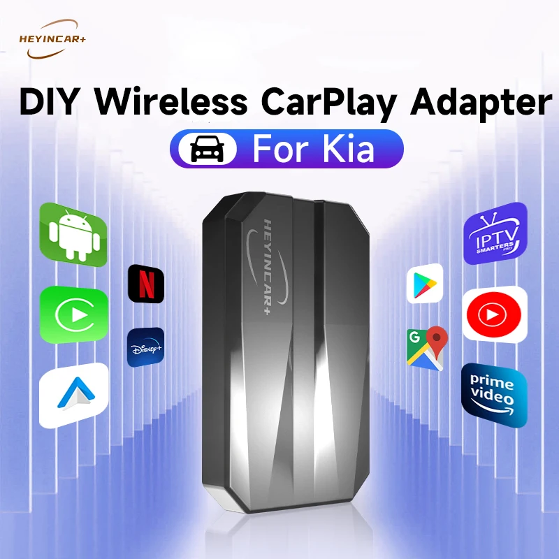 

2023 HEYINCAR 5IN1 Wired to Wireless CarPlay Android Auto Adapter For Kia Sportage K5 Carnival Picanto Netflix Iptv YouTube Mini