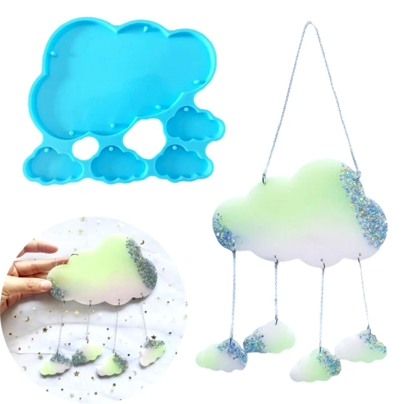

Cloud Combination Pendants Silicone Mold Door Hanging Plate Wall Decoration Crystal Epoxy Resin Mold for DIY Crafts
