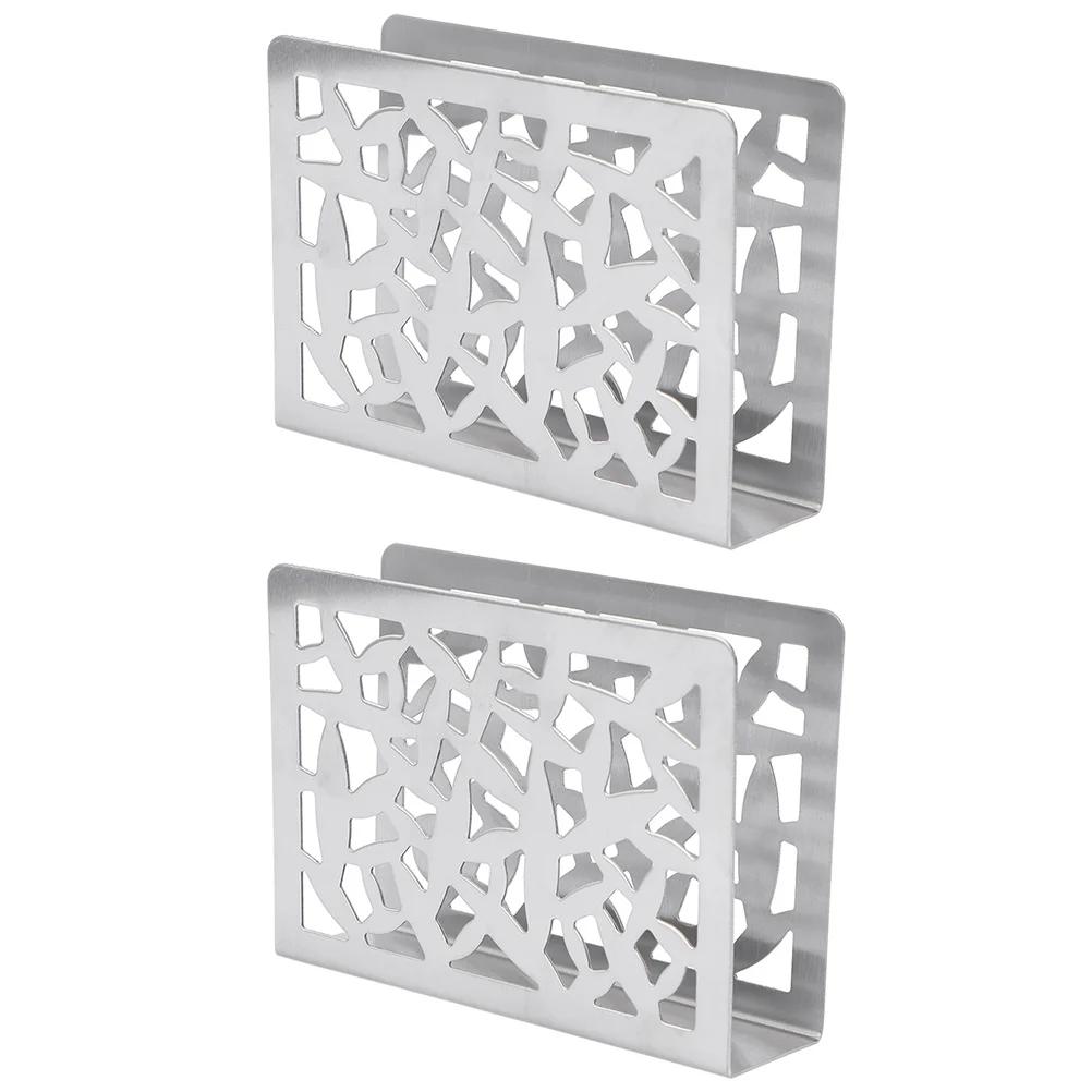 

1 Set 2 Pcs Stainless Steel Napkin Holders Table Stand Napkin Holders Storage Racks (Silver)