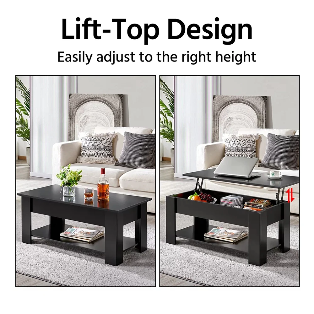 Coffee Table with Storage Wood Lift Top Lower Shelf  38.6″ Rectangle Coffee Tables Living Room Sofa Table Living Room Furniture 3