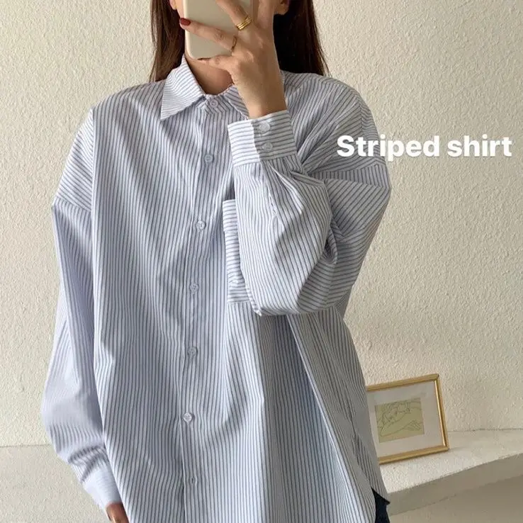 

Autumn 2023 New Striped Long Sleeve Shirt Women's Single Breasted Top