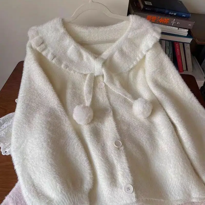 Gaganight женский японский молочный фуфу мягкий липкий вязаный свитер 2024 осень-зима