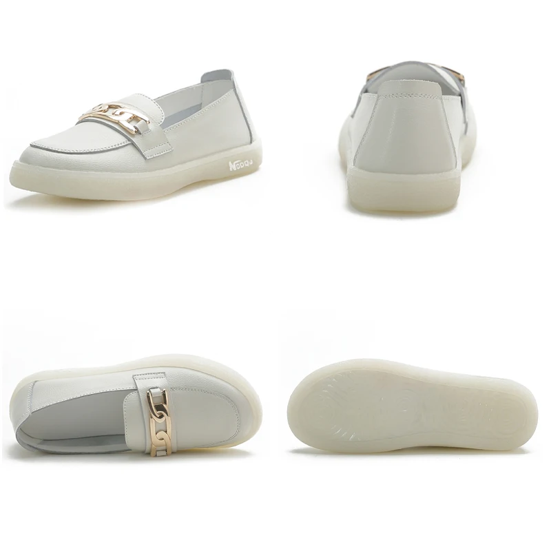 Fashion School Casual Women's Flat Shoes High Quality Genuine Leather Comfortable Women's Sneakers Walking Slip on Women's Shoes