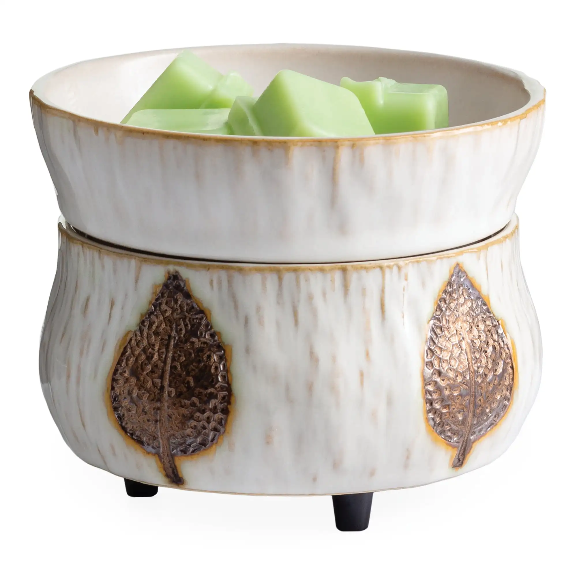 

2-in-1 Candle and Fragrance Warmer Bronze Leaf on White