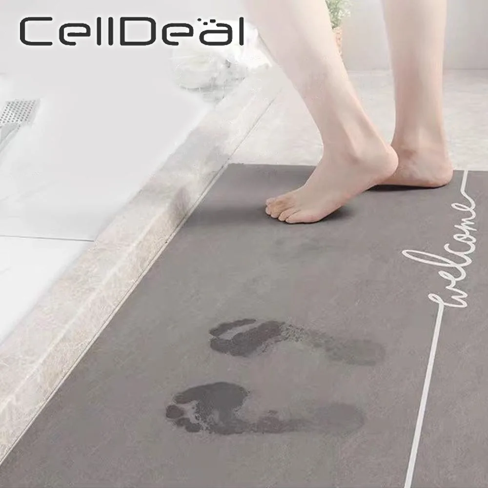 

Absorbent Bath Mat Diatom Mud Cushion Quick Drying Bathroom Rug Non-slip Bath Tub Side Area Rug Napa Skin Floor Toilet Mats