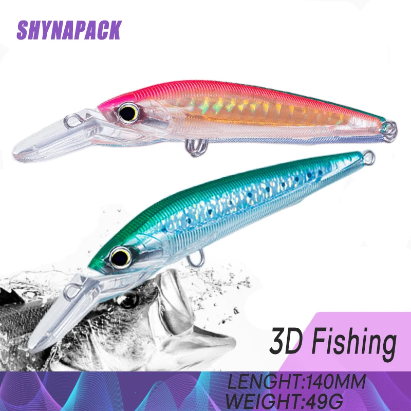 

Sinking Minnow 14cm 40g deep diver Fishing Lure Laser Hard Artificial Bait 3D Eyes Fishing Wobblers Crankbait Minnows