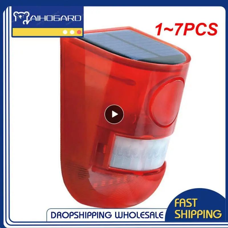 

1~7PCS Solar Alarm Light Wireless IP65 Motion Sensor Outdoor Garden Security Lamp Stroboscope Strobe Light LED Light Warning