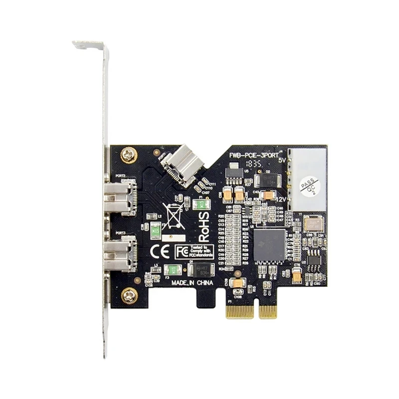 

2022 New PCIE X1 To FireWire 800 1394B 3 Port Camera Image Video Capture Card Adapter Expansion Chip TI XIO2213AZAY 4pin Power