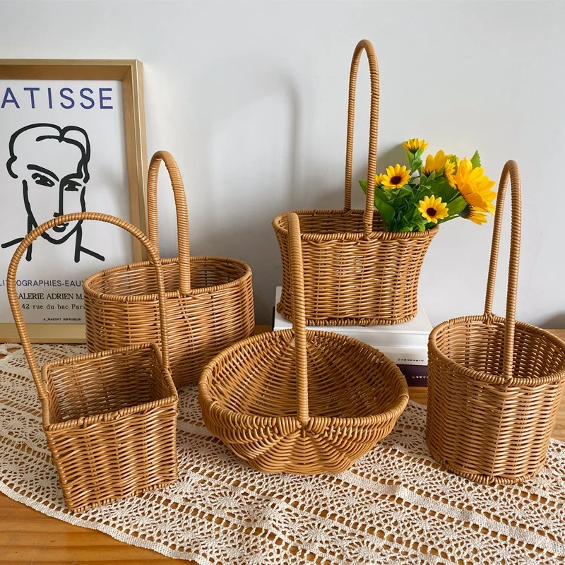 

Plant Creative Garden Baskets Sundries Hand Picnic Woven Pot Portable Large Storage Flower Organizer Fruit Basket Basket