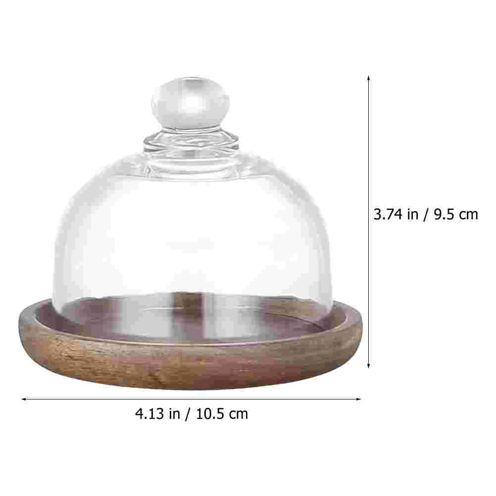 Тарелка для торта с выбранной деревянной стеклянной крышкой и купольной